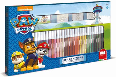 Paw Patrol hondjes stempelset met stiften 41-delig - Hobby/knutselmateriaal - Tekenen/kleuren met stiften en stempels - Uitwasbaar van huid en kleding