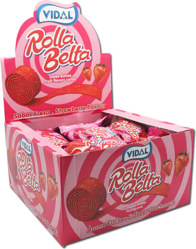 Snoep Rolla Belta Aardbeien Zure Mat Display 24 Stuks
