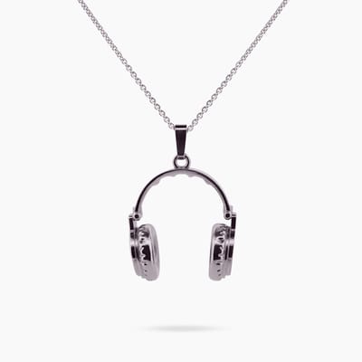 Pinchme Charms - Grote Koptelefoon bedel  – Voor wie leeft op geluid en gevoel - Echt zilver - Handgemaakt in Nederland - Luxe cadeauverpakking - Ketting Sieraden