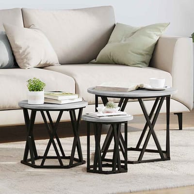 vidaXL - Nestende - Side - Table - 3 - st - Grijs - Sonoma - 53 - x - 53 - x - 40 - cm