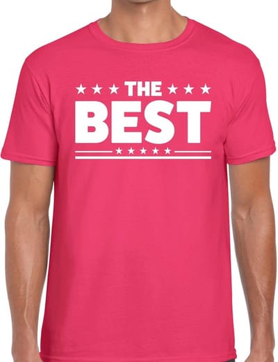 The Best print t-shirt - roze - voor heren - feestkleding - De beste - superman - katoen - foute party - carnaval S
