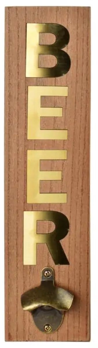 She life style - Stacy Serie - Houten Flesopener - 40x10x4 cm - Goudkleurige - bier opener - Industrieel Ontwerp