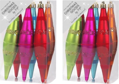 12x Kunststof kersthangers pegels kerstballen gekleurd 15 cm - Onbreekbaar - Kerstboomversiering kerstornamenten