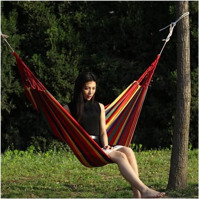 Hangmat voor terras - Draagbaar schommelbed - Ontspanning buiten - Hoge gewichtscapaciteit - 200x80cm - Rood