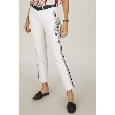 River Woods Regular Waist Straight Cropped Size: W25 | Straight Pants Outlet | Dames | Wit