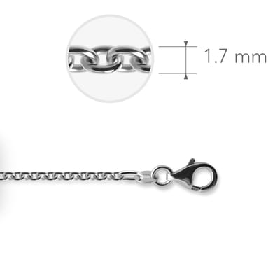Jewels Inc. - Anker Ketting met Karabijnsluiting - 1.7mm Dik - Lengte 50cm - Gerhodineerd Zilver 925