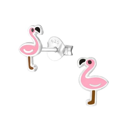 Aramat Jewels | Oorbellen | 925 Zilveren Flamingo Oorbellen 10mm - Schattige Vogel Oorstekers | Roze-8x6mm | | | Zilver | Kinderen, Volwassenen | Verkleurd niet