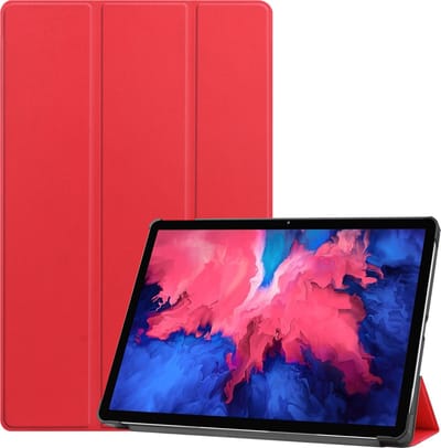 Hoes - Geschikt voor Lenovo Tab P11 Plus - Dun & Stevig - Trifold Bookcase - Hard Cover - Hardcover Book Case - Tablet Hoesje - Rood