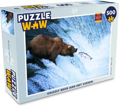 Puzzel Beer - Vis - Waterval - Legpuzzel - Puzzel 500 stukjes