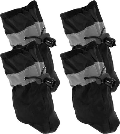 Set van 4 Waterdichte Hondenpootbeschermers met Verstelbare Band voor Binnen en Buiten - Ideaal voor Honden met Pootbescherming en Comfortabele Pasvorm, Maat 4, Zwart