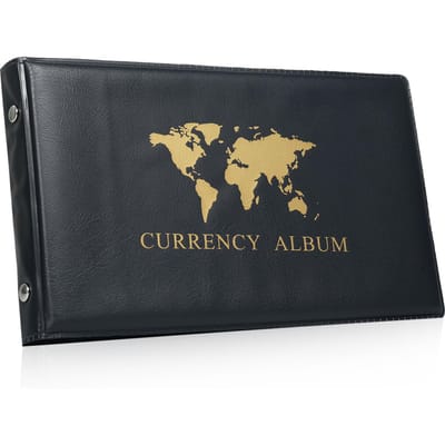 40 Vaks Bankbiljet Geld Verzameling Album 20 Velletjes Doorzichtig Dollar Biljet Houders Wereld Geld Pu Leer Harde Kaft Opberg zwart