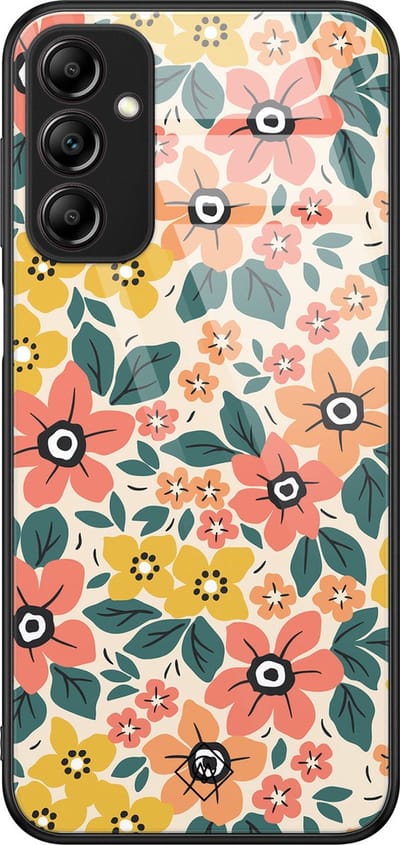 Casimoda® hoesje - Geschikt voor Samsung Galaxy A14 5G - Blossom - Luxe Hard Case Zwart - Backcover telefoonhoesje - Multi