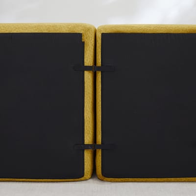 DESMIU Hoekbank 288 x 165 x 79 cm - Modulair 3-Zits Met Aankoppelbare Voetenbank En 32D Koudschuim - Voor Woonkamer - Stof Geel