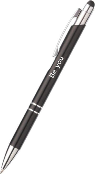 Akyol - be you pen - zwart - gegraveerd - Motivatie pennen - collega - pen met tekst - leuke pennen - grappige pennen - werkpennen - stagiaire cadeau - cadeau - bedankje - afscheidscadeau collega - welkomst cadeau - met soft touch