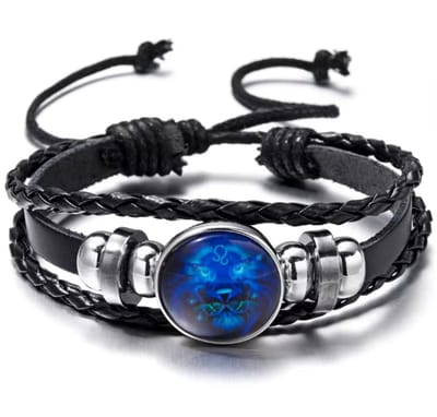 Actie4you® - Sterrenbeeld Armband - Verstelbare armband - Hanger sterrenbeeld - Gevlochten armband - Horoscoop – Glow in Dark - Leeuw