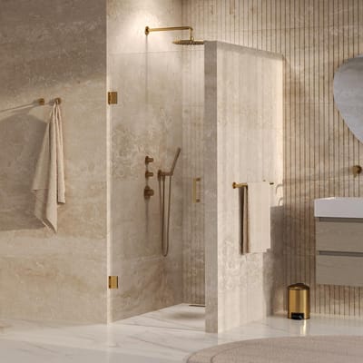 Brauer Void - Pendeldeuren - Helder Glas - 60 x 200 cm - incl. Glascoating - PVD Goud Geborsteld