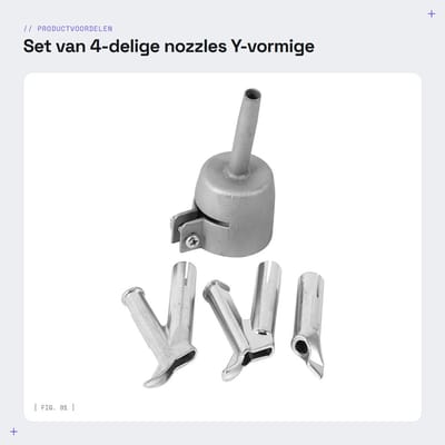 Dailygoods- Lasdoppen 4-delige Set - Ronde/Triangulaire/Y-Vormige Nozzles - Voor Plastic/Hete Lucht Lasmachines - Consistente Warmteverdeling - Geschikt voor Vinyl - Lasnozzles