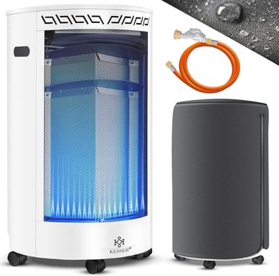 Keramische gasverwarmer 4200 watt met gasdrukregelaar en beschermhoes, perfecte verwarming voor binnen en buiten