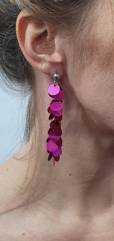 Pailletten oorbellen - Fuchsia/ pink/ donker roze - Disco - Toppers 2025