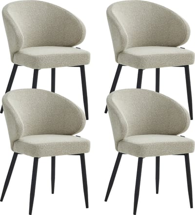 Colenis® - Ruby Eetkamerstoel - Set Van 4 – Beige – Bouclé - Design