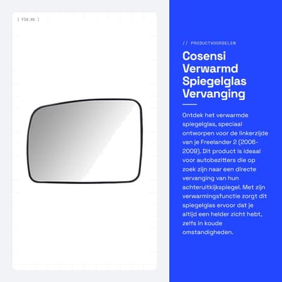 Dailygoods- Spiegelglas Verwarmd - Vervanging Achteruitkijkspiegel - Directe Installatie - Premium Materiaal - Links - Freelander 2 2006-2009 - Buitenspiegelglas