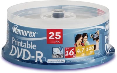 Memorex M00587 DVD-R Lege DVD's in Taartendoos (25 stuks) 16x Snelheid