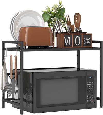 HOMCOM Kitchen Storage Shelf-Metall-39,5-64L x 32B x 47,5H cm-Schwarz