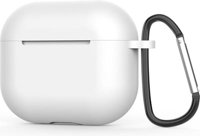 Jumada's - Beschermhoes geschikt voor Apple AirPods 3 - Siliconen - Clip - Wit
