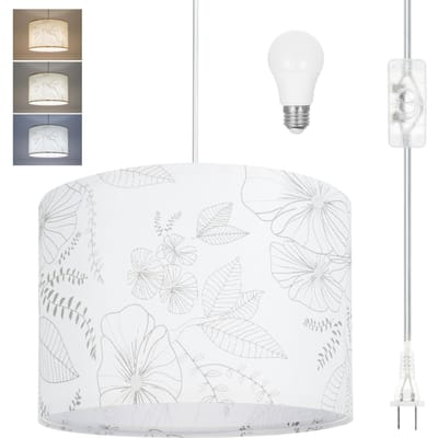 Stekkerhanglamp Bloem Stof Hanglamp met 3 Kleurtemperaturen LED Lamp 15FT US Plug