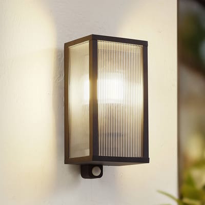 Lindby - Wandlampen buiten - 1licht - Aluminium, polycarbonaat - H: 29 cm - E27 - antraciet, transparant