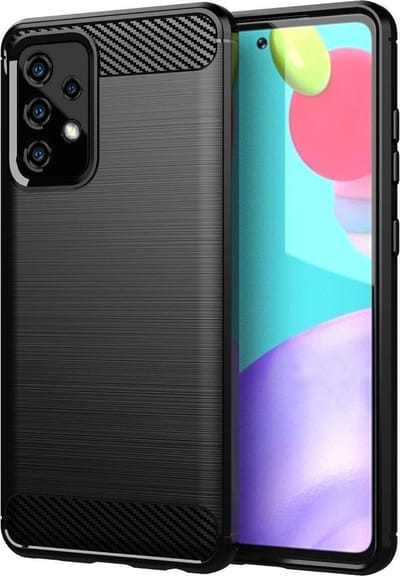 MobyDefend Hoesje - Geschikt voor Samsung Galaxy A52 / A52s - TPU Backcover - Geborstelde Metaal & Carbon-Look - Zwart
