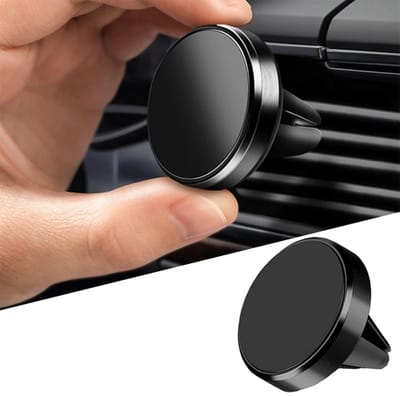 Telefoonhouder voor in de Auto met Magneet - Zwart - Magnetische telefoonhouder voor Ventilatierooster Auto - Compacte Autohouder voor Mobiele Telefoon - Universele Telefoonhouder voor in de Auto