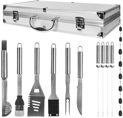 Ceruzo BBQ Gereedschapset 19-delig - RVS Barbecue Set - Aluminium Opbergkoffer-Kamado gereedschap