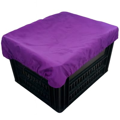 Rieba® Hoes Fietskrat - Crate Cover - Krathoes Fietsmand - Afdekhoes -Waterafstotend - Polyester - Elastisch - Eenvoudige Montage - 45cm x 35cm - Paars