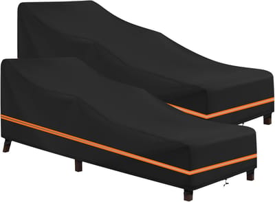 Famanu - 2 stuks Stoelhoezen voor buiten, waterdicht, winddicht, uv-bescherming, 600D Oxford-weefsel, beschermhoes voor zonnebad, ligstoel (200 x 75 x 40/70 cm)