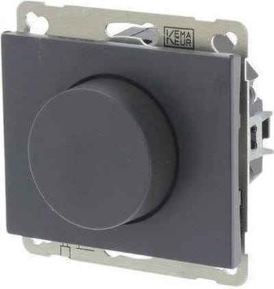 Inbouw Dimmer LED - Geschikt voor Berker K1 -120 W - Universeel -  Drukwissel - Antraciet