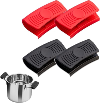 Set van 4 Hittebestendige Siliconen Handgrepen voor Pannen, Antislip, Bescherming voor Kookgerei en Ovenschalen