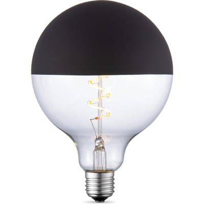 Edison Vintage E27 LED filament Spiraal lichtbron - Globe - Helder - zwart - 12.5/12.5/17cm - G125 - Vintage LED lamp - Dimbaar - 4W 280lm 3000K - warm wit licht - geschikt voor E27 fitting