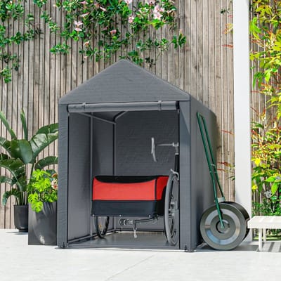 Wishdor - Opbergtent - Uv-Bestendige Afdekking - Met Ritsdeur - Voor Tuin - Staal - Donkergrijs - 120 X 179 X 165 Cm