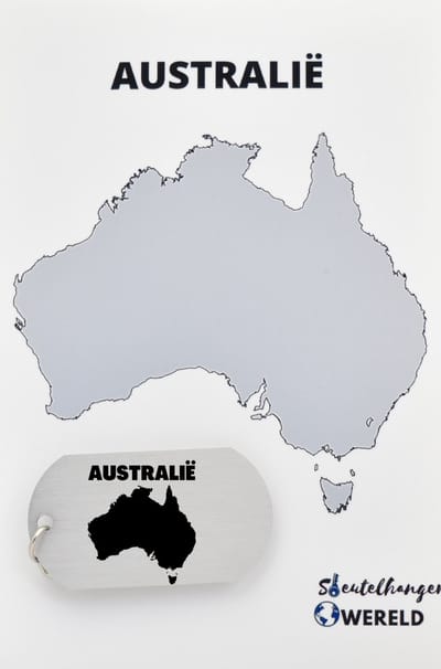 Australië Sleutelhanger inclusief kaart – Australië cadeau – beste land- Leuk kado voor je Vriend om te geven - 2.9 x 5.4CM