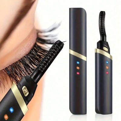 1 stuks Draagbare Elektrische Wimperkruller, Oplaadbaar Voor Snel & Natuurlijk Wimperkrullend Effect, Make-up Tool Voor Vrouwen zwart