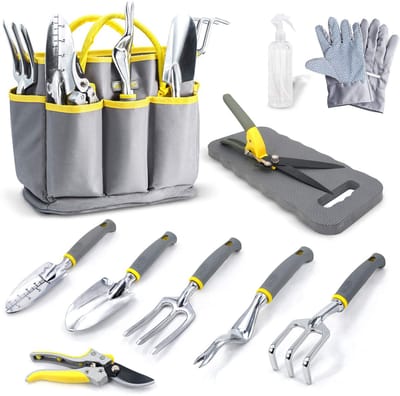 Unyqoos ® Tuingereedschapsset met 11 Essentiële Gereedschappen inclusief Ergonomische Handgrepen en Opbergtas
