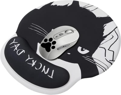 SnelShoppen - Ergonomische Muismat met Gelkussen en Handsteun, Zwart Kattendesign, Antislip, Creatief Doe-Het-Zelf, Ideaal voor Kantoor en School