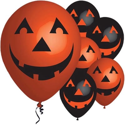 Ballonnen Halloween - 12x stuks - lachende pompoen - 27 cm - multicolor - horror - halloweenfeestje