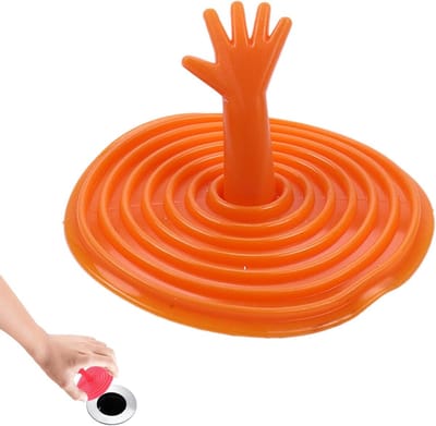Afvoerstop Keuken - Afvalbak Deksel - Geur Vangen - Handpalm Design - 6.5 cm - Willekeurig