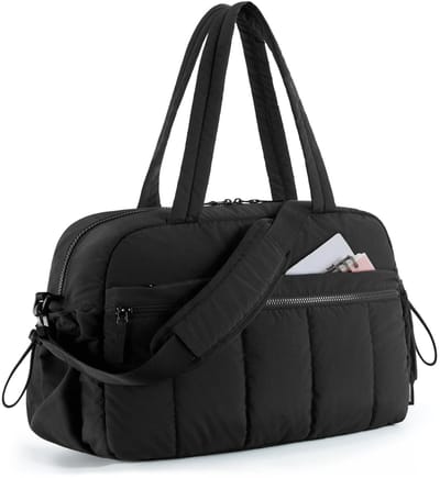 longziming -Sporttas voor dames - Toilettas voor dames op reis - Geboortetas voor Vrouwen in Zwart – Duurzame en Waterafstotende Weekender met Aparte PVC-zak voor Natte Items en Verstelbare Schouderriem