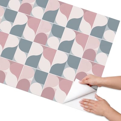 Coloray Meubel Wrap Folie - Roze Meubelfolie - 75x150 cm - Decoratiefolie Zelfklevend Geometrische pasteltinten - Meubelfolie Zelfklevend - Geometrische Meubelfolie - Wrapfolie Keuken - Wanddecoratie - Achtergronden en patronen