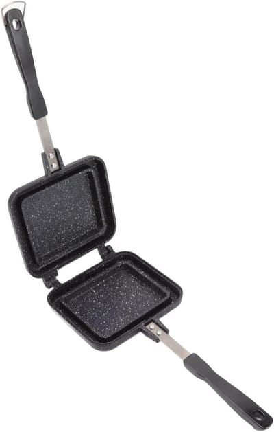Dubbelzijdige Koekenpan - Tosti-ijzer - Eieren Bakken - Afneembaar Ontwerp - 35x15 cm - Zilver