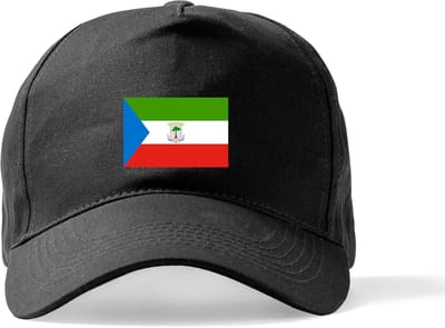Zwarte Pet Beechfield met Wereldvlaggen, land Equatorial Guinea klittenbandsluiting