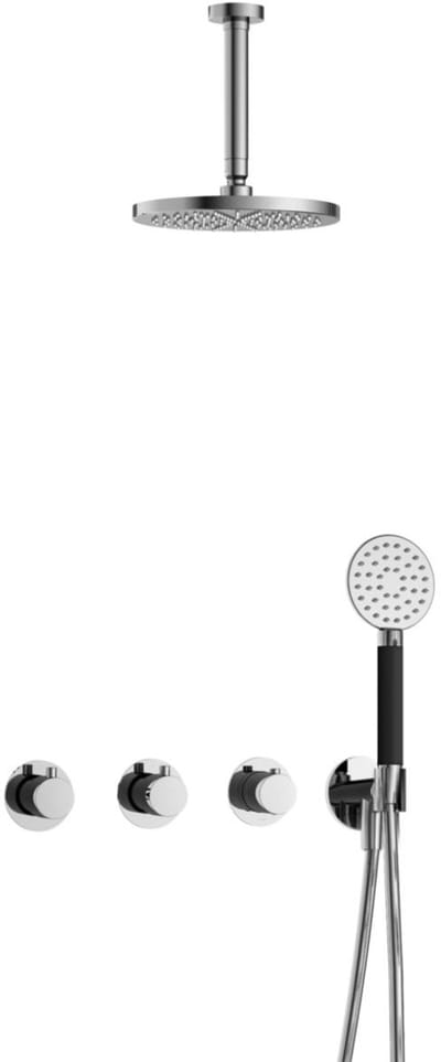 Hotbath Cobber IBS70 inbouw regendoucheset met ronde handdouche aan houder en 20cm ronde hoofddouche aan 15cm plafondarm chroom